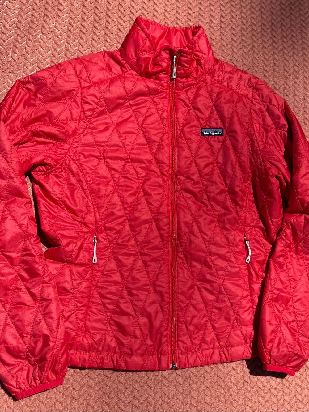Patagonia orange/red puffer primaloft nano Quilted Zip-Up women size M